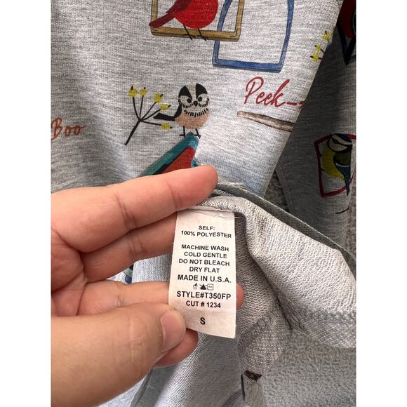 Blouse S small Gray multicolor Womens Top Bird Soft Knit 3/4 sleeve V neck USA - Picture 5 of 9